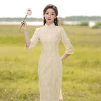 ปรับปรุง Cheongsam 2022แขนยาวสไตล์หนุ่มอารมณ์ระดับไฮเอนด์สง่างามทุกวันสง่างาม