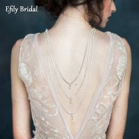 Efily Rhinestone Bridal Backdrop Necklace Crystal Trendy Women Jewelry Body Chain Wedding Backless Party Dress Back Necklace Gif