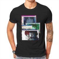 Serial Experiments Lain VAPORWAVE อะนิเมะ Lain Windows แก้ไข TShirt Men Gothic ขนาดใหญ่ Harajuku ผ้าฝ้าย T เสื้อ