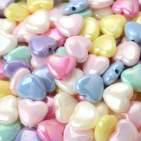 50pcs 12X11mm Acrylic Beads Colorful Heart Loose Spacer Beads for Jewelry Making Handmade DIY Bracelet Supplies Accessories Beads