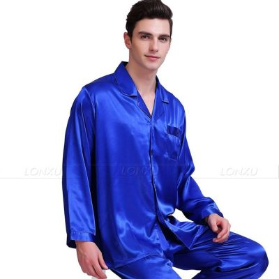 Mens Silk SATIN pajamas set pajamas set sleepwear Loungewear S ~ 4XL