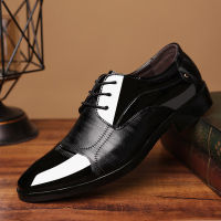 Mens leather shoesรองเท้าแหลมมันวาวรองเท้าหนังผู้ชายบรรยากาศระดับไฮเอนด์สไตล์แฟชั่นการลักลอบเพิ่มขึ้นประกอบกิจการรองเท้าหนังรองเท้าผู้ชายคุณภาพสูง