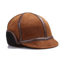 Male Winter Warm Ear Protection er Hat Man High Quality Real Leather Faux Fur Inside BlackBrown Sheep Leather Snow Caps