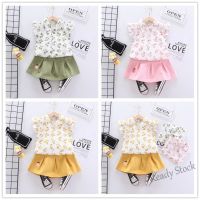 【hot sale】 ✥❉ C10 Baby Girls clothing ✨Girls Fashion suits Short sleeve Shirt Short skirt 1-5Y kids 2Pcs baby girls clothing Girls fashion suits