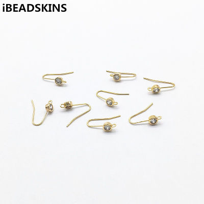 New arrival!13x4mm50pcs Cubic ZirconiaReal gold-plated ear hooks for Hand Made Earrings DIY parts,Jewelry Findings &amp; Components