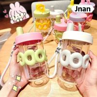 Jnan แก้วแบบมีหลอดน้ำนักเรียน380/500มล. พร้อมช่องใส่ชาแบบพกพากันการตกของขวัญขวดดูดสำหรับเด็กนักเรียนน่ารัก