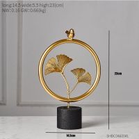 height 23cm Modern Home Decoration Office Accessories For Living Room Piecies Home Decor Statues Leaves Statue Miniature Metal Ornaments