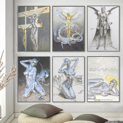 Cyberpunk Technology Steam Mechanical Art - Wall โปสเตอร์ภาพจิตรกรรมฝาผนัง Sorayama อินเทรนด์ความคิดสร้างสรรค์-Home Room Decor ภาพวาดผ้าใบพิมพ์