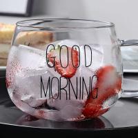 hotx【DT】 Glass Mug Large Capacity with Handle Transparent Cup Cocktail Mugs