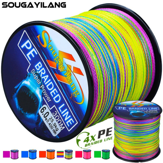 Sougayilang bện dây câu 300m 4 strands dây câu saltwater 6 colors cá chép - ảnh sản phẩm 1