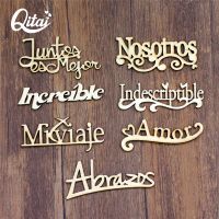 Spanish Words QITAI 21PCS/SET 7 Model Handicraft DIY Gift Wood Spain Letters Decoration Creativity Wooden Words Decor Set WF265 Cooking Utensils