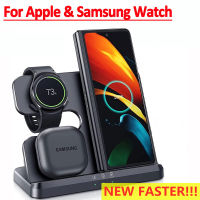 3 In 1 Wireless Charger Stand สำหรับ Samsung S22 S21 S20 S10หมายเหตุ Galaxy นาฬิกา54 Active 21 Buds 15W Fast แท่นชาร์จ Station