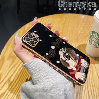 เคส Chenyyyka สำหรับ OPPO A93 2020 F17 Pro Reno 4 Lite Reno 4F เคสลายการ์ตูน Puggy ใหม่เคสซิลิโคนเคสมือถือชุบด้านข้างสุดหรูขอบสี่เหลี่ยมเคสกันกระแทกป้องกันเลนส์กล้องนิ่ม