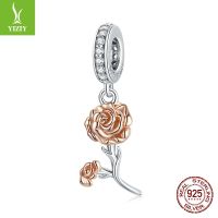 [COD] Ziyun new electroplating rose diy pendant romantic Valentines Day silver beads BSC422