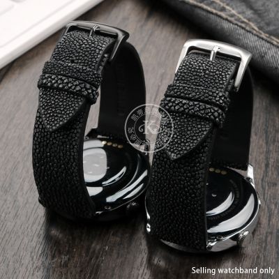 【LZ】 20mm 22mm Pearl Fish Skin Strap Is Applicable For Huawei/TISSOT/Omega/Mido Mens And Womens Devil Watch Accessories Black Buckl