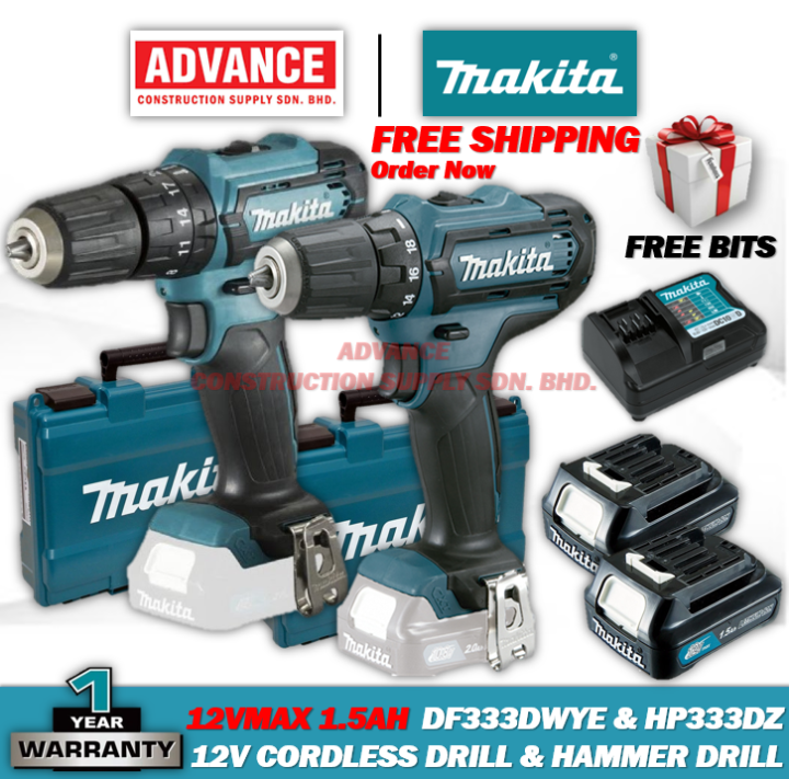 MAKITA HP333DWYE 12Vmax Cordless Hammer Driver Drill Combo Set RM568
