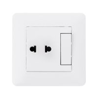 【New-store】 kgcwmw 1 Pc ซ็อกเก็ต2รูปลั๊กไฟ1 Gang 2 Way Switch Porcelain สีขาว C1-068 250V 10A