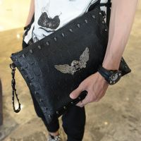 [COD] version of the ghost head bag skull shoulder ipad document rivet trendy mens