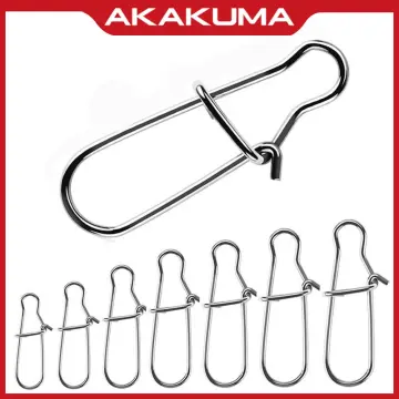 TSURINOYA 100pcs Stainless Steel Snap Fishing Barrel Swivel Safety