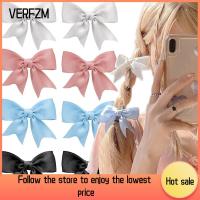 VERFZM SHOP 6pcs สีสันสดใส คลิปผมโบว์ ริบบิ้นผ้าซาติน เป็ดท้องเรือ คลิปผมหางม้าคู่ น่ารักน่ารักๆ คาวาอิ ที่หนีบผมกุทัณฑ์ สาวๆ