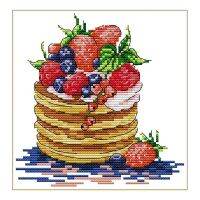 Cross Stitch Kits Stamped for Adults Beginner Kids, Fruit Muffins Dessert 11CT 23X24cm DIY Embroidery Needlework Kit