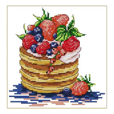 Cross Stitch Kits Stamped for Adults Beginner Kids, Fruit Muffins Dessert 11CT 23X24cm DIY Embroidery Needlework Kit