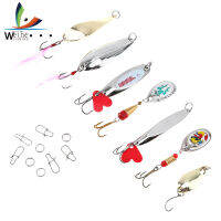 Weihe 7Pcs ผสมโลหะ VIB เหยื่อ Micro ช้อนตกปลา Lure Kit Spinner เกียร์เหยื่อ Swimbait Jig Feather Hook