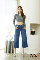 [CROP JEANS] #T3105 กางเกงยีนส์ทรงครอป ขา 5 ส่วน ฟอกมาจนได้เป็นสีน้ำเงินเข้ม