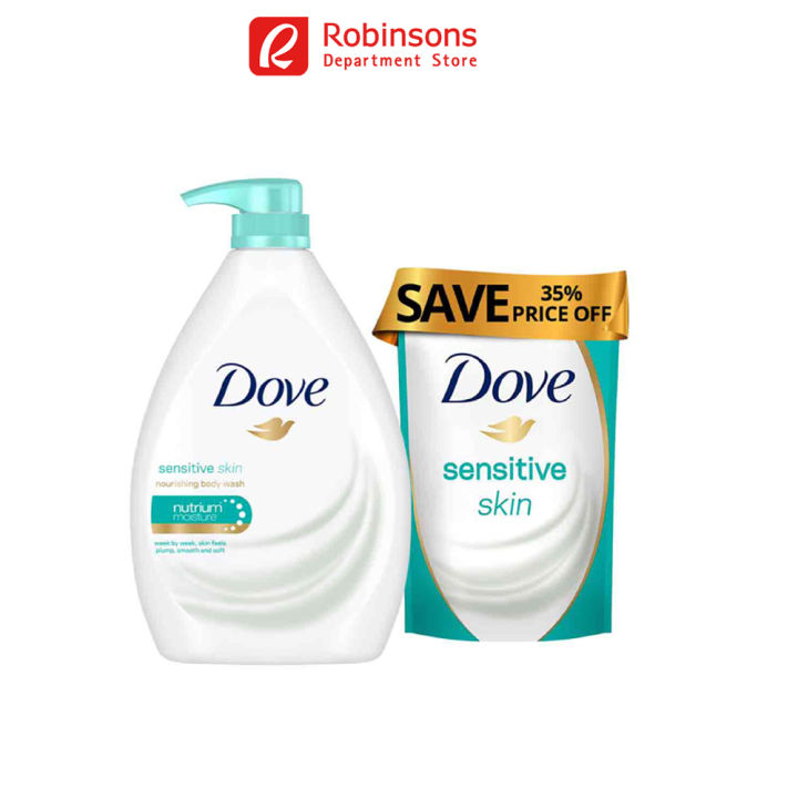 Dove Body Wash Savings Bundle Sensitive Skin 1L Pump with 650mL Refill