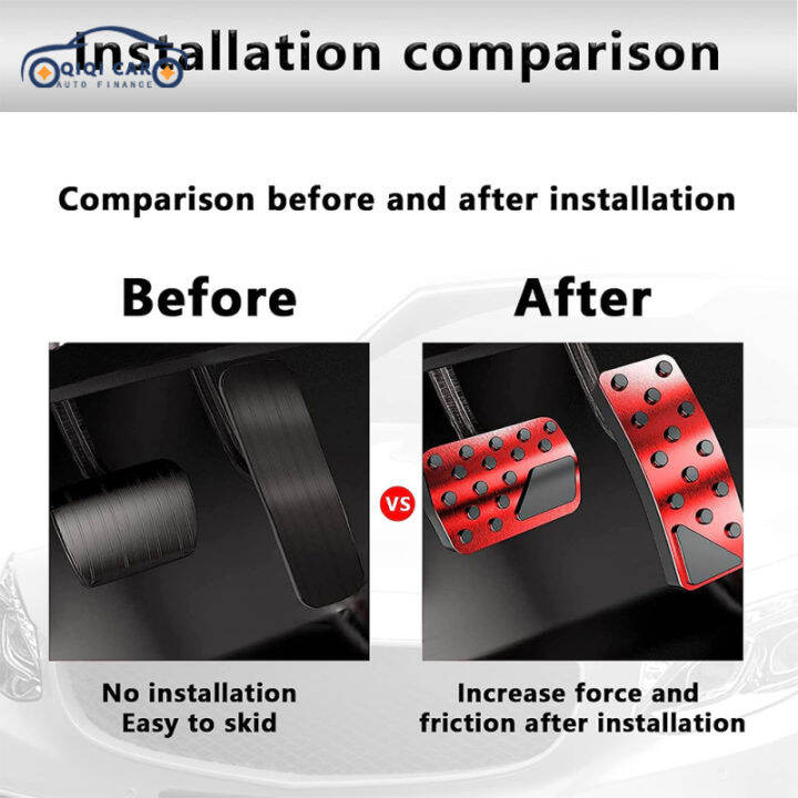 qiqi-แผ่นปิดกันลื่นอะลูมินัมอัลลอย2ชิ้นสำหรับใช้กลางแจ้งที่คลุมเหยียบเบรคแก๊สไม่ต้องเจาะคันเร่งแผ่นอุปกรณ์ตกแต่งภายใน-fast