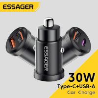 Essager 30W ที่ชาร์จแบตในรถ QC 4.0 3.0 QC สำหรับ Supercharge SCP AFC PD ชาร์จเร็วสำหรับที่ชาร์จแบตเตอรี่โทรศัพท์ IP USB C