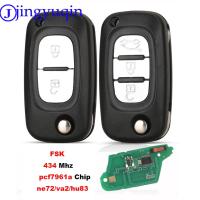 Jingyuqin รีโมทกุญแจรถยนต์แบบกดปุ่ม2/3ปุ่มชิป PCF7961A 434MHZ สำหรับ Renault Clio Megane Kangoo 2 Modus