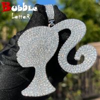 Bubble Letter Iced Out Babe Pendant Queen Doll Girl Head Necklace for Women Real Gold Plated Fashion Hip Hop Rock Jewelry Fashion Chain Necklaces
