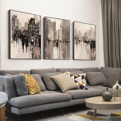 Modern Abstract City Street Landscape Picture Crowd Poster Nordic Minimalism Wall Art Canvas Painting for Living Room Home Decor