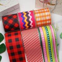 DIY Cartoon Stripe And Grid Printed Grosgrain Ribbon For Craft Supplies Sewing Accessories 5 Yards. 58531 Gift Wrapping  Bags