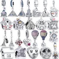 100 925 Solid Silver Family House Castle Tower Pyramid Ferris Wheel Fine Beads Fit Original Pandora Charms Bracelet DIY Jewelry