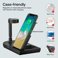 4 in 1 Wireless Charger Stand Qi 15W Fast Wireless Charging Station with Lamp for Apple iPhone Samsung Watch AirPods Buds Charge