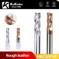 KaKarot HRC55 Carbide Roughing End Mill 4 Flute 4 6 8 10 12 14 16 18 20mm CNC Milling Cutter Bits Metal Roughing Steel Aluminum