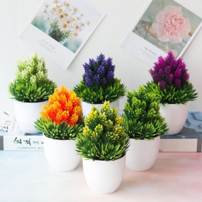 New Artificial Plants Bonsai Small Tree Pot Fake Plant Flowers Potted Ornaments For Home Room Table Pulp Pot Garden Decor