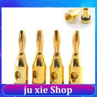 JuXie store 2pcs 4mm Banana Plug Gold-Plated Connector Copper Musical Audio Speaker Cable Pin Connectors Banana Plugs Accessories