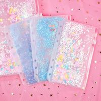 A5 A6 Glitter Sequins Binder Inner Pocket Cute 6 Holes Loose Leaf Zipper Bag Kawaii Notebook Journal Planner Inner Storage Pouch Shoes Accessories