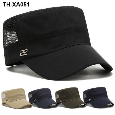 Hat summer mens sun visor breathable flat cap hat outdoor peaked protection net