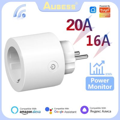 【NEW Popular89】 AubessPlug 16A/20A WIFISocket TuyaLife RemoteOutletSupport YandexAlexaHome ประหยัดพลังงาน