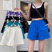 COD Workwear casual shorts 2021 womens Korean version of loose elastic waist outer wear was t工装休闲短裤2021女装韩版宽松松紧腰外穿显瘦高腰阔腿裤 4.26