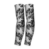 Ice Silk Sunscreen Sleeve Seamless Flower Arm Tattoo Sweat Absorption Breathable Ice Sleeve Fashion UV Gray