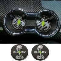 卐✉﹉ Car Cup Slot Mats Carbon Fiber Style Cobra SHELBY Emblem Badge For Ford Mustang Shelby GT Interior Decoration Accessories