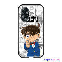 GGK เคสสำหรับ OPPO A58อนิเมะกันกระแทก4G สำหรับเด็กผู้หญิงผู้หญิงเคสนักสืบโคนันเคสปิด Jimmy Kudo กระจกนิรภัยมันวาวฝาหลังโทรศัพท์