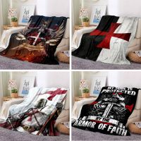 Cross pattern blanket, Templar hot Flannel thin blanket, portable home travel office lunch blanket