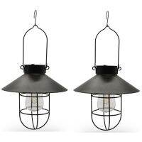 2 Pcs Solar Lantern Outdoor Hanging with Hook,Waterproof Solar Garden Lantern Suitable for Courtyard Backyard,Etc