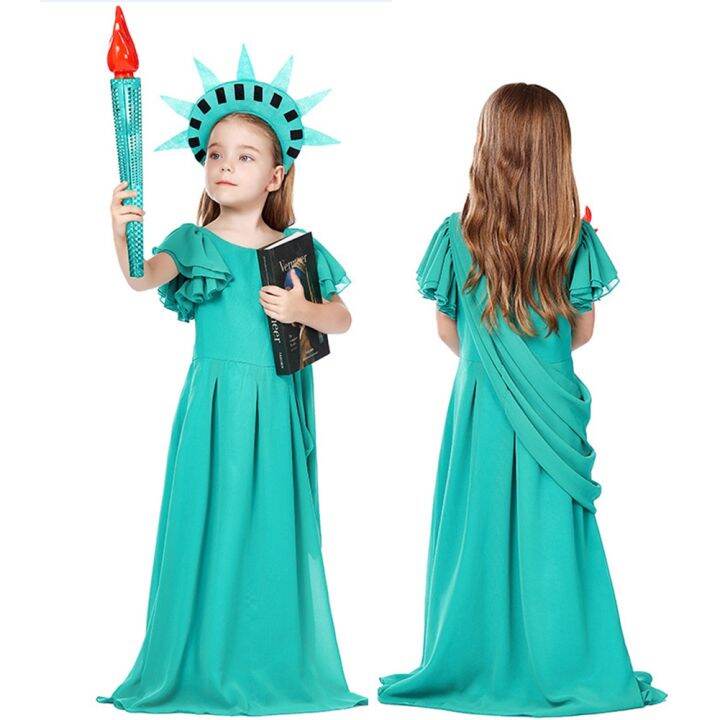 Girls Statue of Liberty Costume Child Halloween Costume Ancient Greek ...